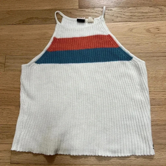 Roxy Knit Colorblock High Neck Sweater Tank Top Size M - Picture 2 of 9